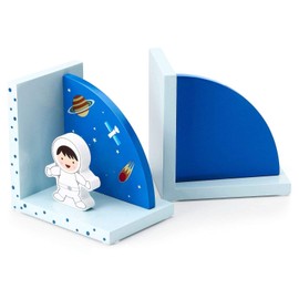 Mousehouse Gifts Wooden Children's Bookends for Boys or Girls Nursery or Bedroom (Blue Rocket)