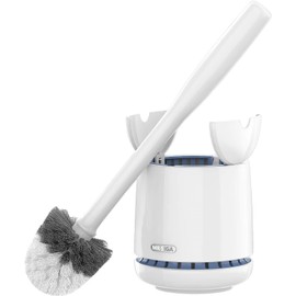 MR.SIGA Cepillo para Inodoro con Soporte, Mango Largo, Blanco, Paquete de 1