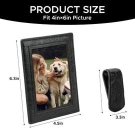 KINIVA 2 Pack Car Picture Holder - Magnetic Faux Leather Picture Frame for Safe Driving - Gift for Dad Mom Husband Wife Car Visor Accessories, Car Accessory (Fits 2.5"x3.5" Photos) (Black)