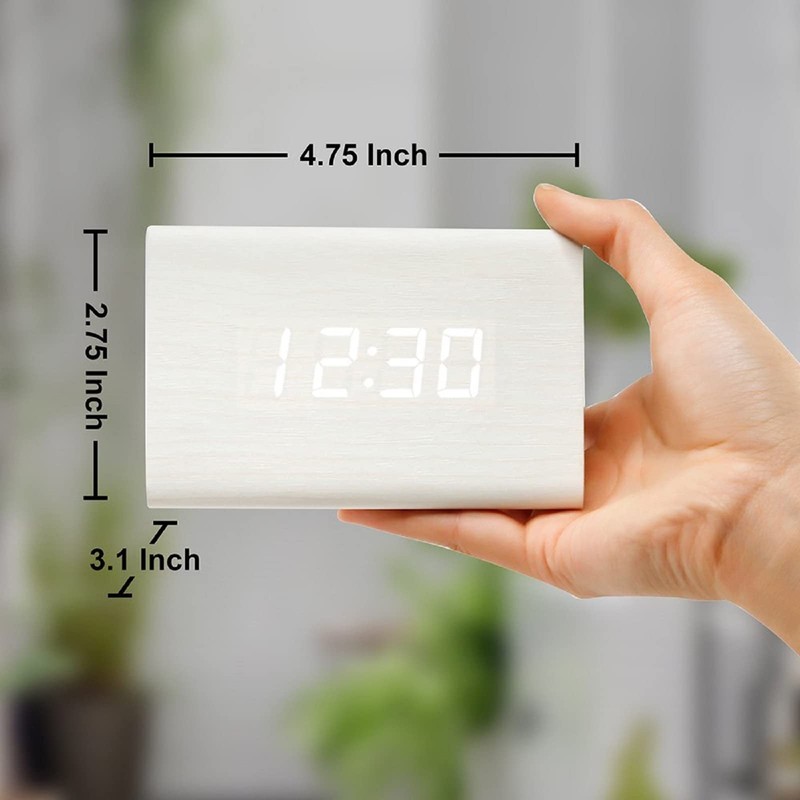 GEARONIC Digital Alarm Clock Wooden Alarm Clock Wood Modern Triangle