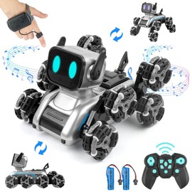 Pycoal Robot Dog, 2.4Ghz Remote Control Dog Stunt RC Cars with Music & Light, 2 Models RC Robot Toys with 2 Rechargeable Batteries, Birthday Gifts for Kids 6 7 8 9 10 11 12 Years Old