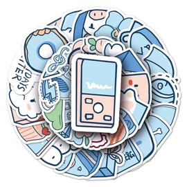 Adkumil 100PCS Blue Sticker, Cute Blue Stickers Waterproof 100% Vinyl Stickers, Girl's Blue Aesthetic Stickers, Aesthetic Stickers for Water Bottle, Laptop Stickers, Cellphone