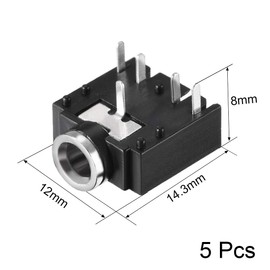 uxcell 3.5 mm Audio Jack Connector PCB Mount Female Socket 5 Pin PJ-307 5pcs