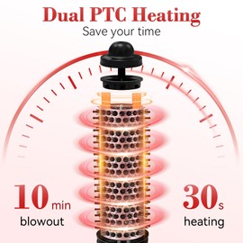 Ufree Ionic Thermal Brush, 1.5 Inch Heated Round Brush for Blowout, 30s Fast Heating Curling Brushes with 9 Temp Settings, Dual Voltage Travel Hair Styling Tool, Gifts for Women