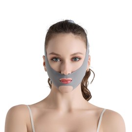 小顔ベルト フェイスライン 引き締め リフトアップテープ 二重あご解消グッズ 顔痩せ フェイスバンド かおのたるみ引き上げグッズ 小顔矯正 顔痩せグッズ リフトアップマスク 小顔グッズ 顎痩せグッズ フェイスラインベルト 二重アゴ改善グッズ リフトアップバンド (グレー)
