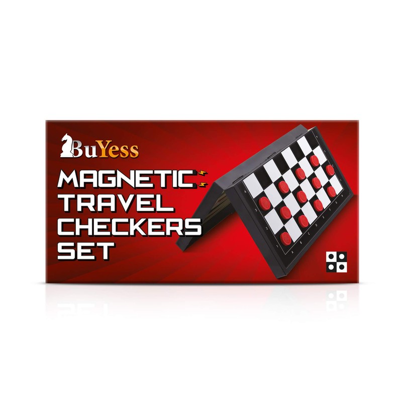 Magnetic Checkers Board Game and Magnetic Checker Pieces, 9.8 x