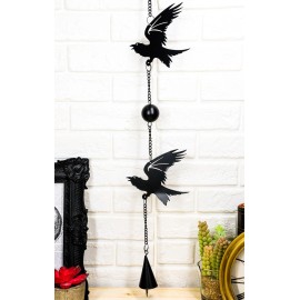 Ebros Gift Gothic Bad Omen Trio Crow Ravens Metal Wall Hanging Mobile Wind Chime With Beads