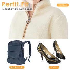 Zipper Pulls, Round, Replacement, Pack of 8, Metal, Easy Installation, Bag, Wallet, Clothes, Shoes, Zipper Repair, Replacement, DIY, Handicraft, Sewing, #3, #5, #8#10 (Black and Silver)