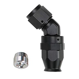 Black Tight Radius Aluminum -4AN AN4 45 Degree Swivel Forged Fuel Oil Braided PTFE Hose End Fitting For Teflon Hose