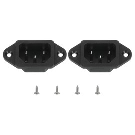 uxcell C14 Panel Mount Plug Adapter AC 250V 10A /5A 3 Pins IEC Inlet Module Plug Power Connector Socket Straight with Screws 2pcs