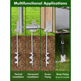 Ground Anchors Screw in,20" Set of 4 Mobile Home Anchors,Storage Shed Anchor Kit with Drill Bit,Ground Anchors Heavy Duty for Shed, Trampolines,Camping, Swing Sets