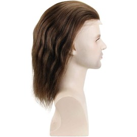 Sistema de reemplazo de cabello humano de 30 cm de largo, con encaje frontal francés, tupé for hombre, base monofilamento fina y PU.