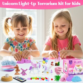 Unicorn Terrarium Kit for Kids, DIY Light-Up Decorations Arts & Craft Kit - 4 5 6 7 8-12 Year Old Girl Birthday Gift Toys