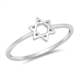 High Polish Star of David Classic Ring New .925 Sterling Silver Band Size 9