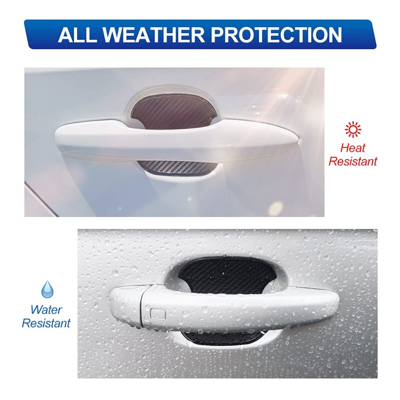 JDMON Car Handle Cup Scratch Protector, 4PCS TPU Carbon Fiber