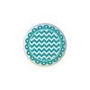 Teal Blue - Scalloped Zig-zagged Circles Stripes - DECORATIVE Glossy
