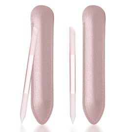 Pack of 2 Glass Nail File Round Glass Cuticle Pusher Glass Cuticle Pusher Double-Sided Nail File, Professional Precision File Skin Pusher Manicure Tool Nail File for DIY Nails & Fingernails