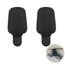 2 Pcs Sunglass Holder for Car,Magnetic Leather Sunglasses Holder and Ticket Card Clip,Leather Sunglass Visor Clips,Car Sunglass Holder Visor Clip Magnetic Leather Sun Glasses Eyeglass Hanger (Black)