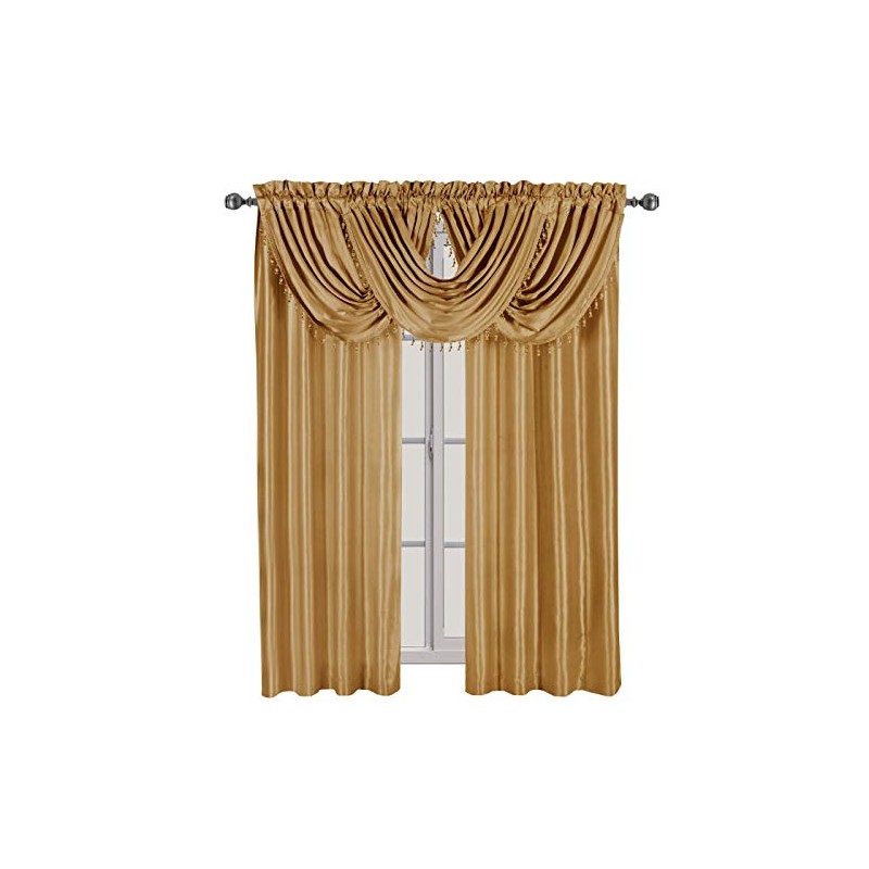 sheetsnthings 100% Polyester Gold Soho Waterfall Decorative Trim Window Valance