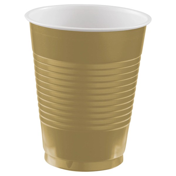 Disposable Party Plastic Cups - 18 Oz | Excellent Disposable Cups for All Parties | Great Plastic Drinking Glasses Party Cups for Party Supplies, 50 Pcs, Gold