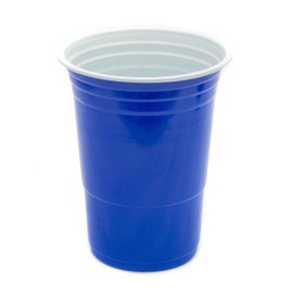 Pack of 100 blue party cups; reusable plastic drink cups, blue beverage cups, 473 ml (16 ounces), set incl. 3 x table tennis balls