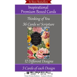 Thinking of You Cards Premium 36 count Christian/Religious Greeting Card Assortment ~ Scripture in every card