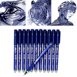VANANA 12Pcs 0.5mm Erasable Pen Blue Gel Ink Roller Ball Pens Set Office Home Stationery Party Gift