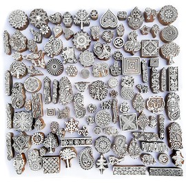 Royal Kraft Assorted Wooden Block Printing Stamps (Set of 25)