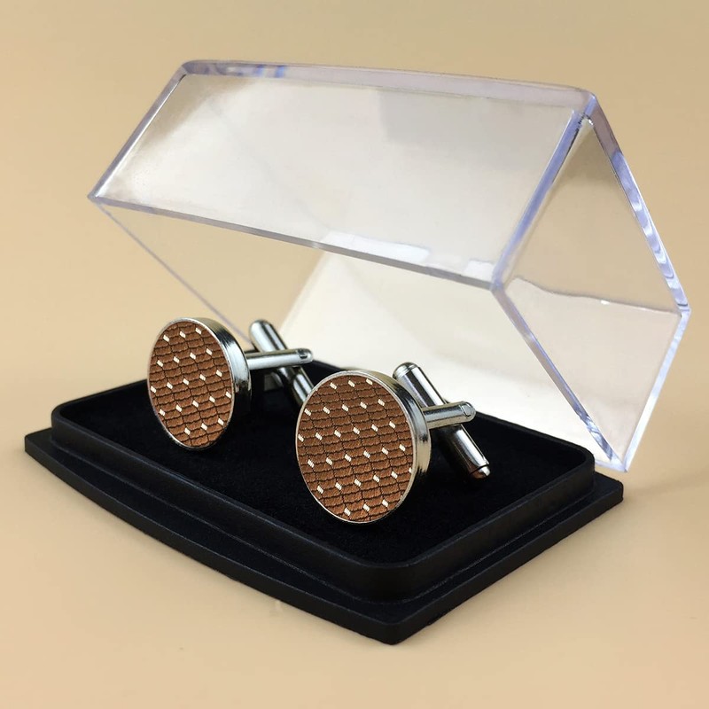 S&W SHLAX&WING Ties for Men Brown Copper Matching Cufflink