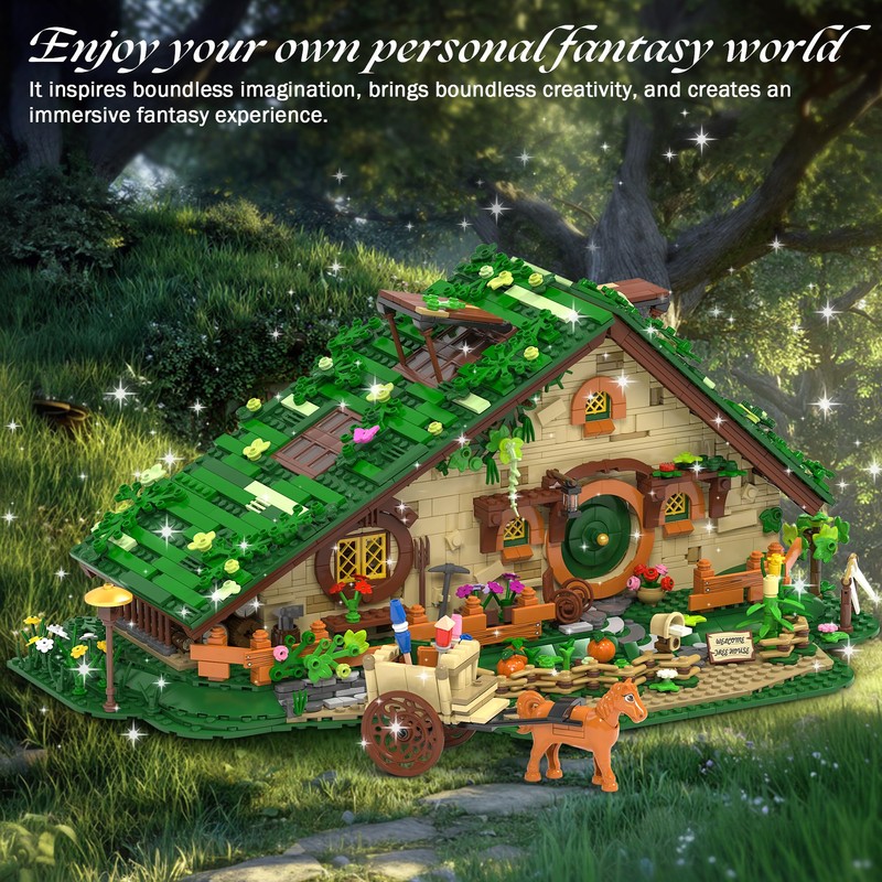 Medieval Fantasy A-Frame Cabin Building Blocks Set, 2088Pcs Architecture Tree