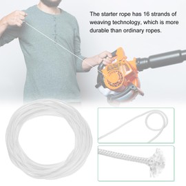 M METERXITY Recoil Starter Rope Pull Cord 3.5mm 10m Pull Starter Rope Nylon Pull Cord Pull Starter Rope for Mower/Chainsaw/Trimmer/Brush Cutter [White]