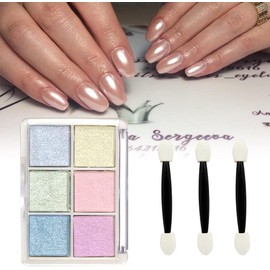 Decoración De Uñas Polvo De Uñas Polvo de Uñas de Cromo, Efecto Espejo Uñas de 6 Colores, Polvo de Uñas Metálico para Decoraciones de Uñas, Pigmentos para Uñas para Decoración de Uñas Manicura Nail Art (1#)