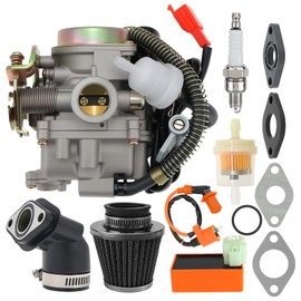 GY6 18MM CVK PD18J Motorcycle Carburetor Compatible with 4 Stroke 49cc 50cc Taotao 139QMB 139QMA PD18J Engines Moped ATV with Air Filter & Racing CDI