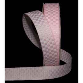 1 Pcs 5/8"W Checked Gingham Woven Jacquard Ribbon Light Pink White 5 Yards, Gingham Ribbon for Gift Wrapping | #AA120RK