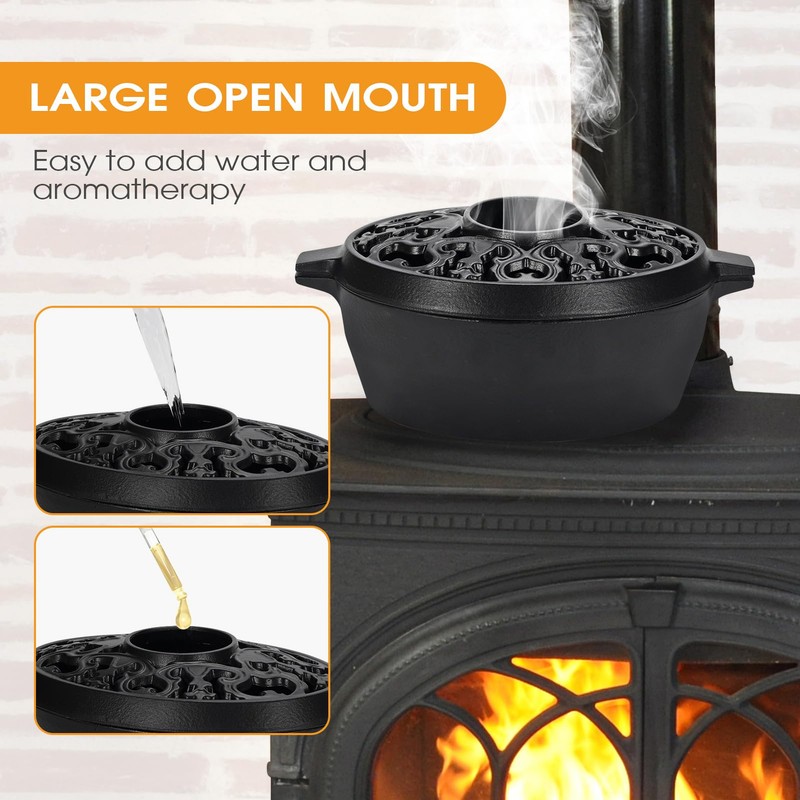 Wood Stove Steamer,2.5Quart Cast Iron Humidifier for Wood Stove,Large Capacity