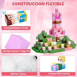 Nasjac Bloques Magneticos Juguete para Niños Niñas, 150PCS Bloques de Construcción Castillo Princesa, Imanes Cubos Apilables, Juguetes Educativos Stem