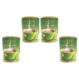 Royal Chai Elaichi Unsweetened Tub 400g (Pack of 4) – Premium Instant Tea – Cardamom Tea – Natural – Instant Cardamom Indian Tea