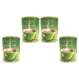 Royal Chai Elaichi Unsweetened Tub 400g (Pack of 4) – Premium Instant Tea – Cardamom Tea – Natural – Instant Cardamom Indian Tea