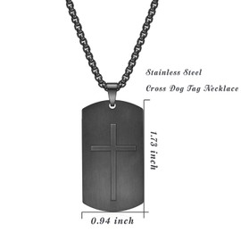 Rnivida Men's Bible Verse Lord’s Prayer Cross Tag Necklace, Black Cross Necklace Christian Gifts Jewelry for Men