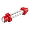 HKB ® Axle for wheelbarrow with 2 spacers, 128 mm x 74 mm x 20 mm diameter, for PU wheels and rubber wheels with or without pneumatic tyres, item no. 420056. Inner length variable from 70-110 mm