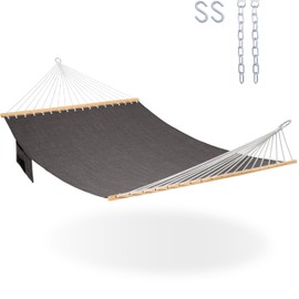 Lazy Daze Hammocks 11 FT Double Outside Hammock Quick Dry Olefin Fabric Hammock with Spreader Bar Hammock with Chains Outdoor Poolside Backyard 450 lbs Capacity, Black