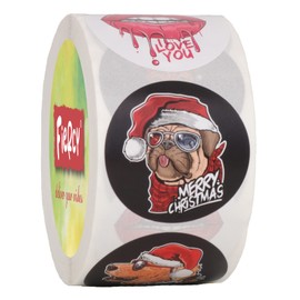Fiercy Pegatinas de Navidad de 3,8 cm, rollo de etiquetas autoadhesivas para decoraciones de regalos y sellos de sobres