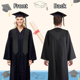 KQNBI Black Graduation Stole 70" Plain Graduation Sash Unisex Adults Graduation Stole Class of 2025 Stole for Graduation Plain Graduation Stoles Stole Graduation Sashes and Stole Graduation Scarf