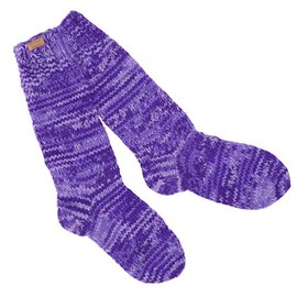GURU SHOP Handgestrickte Schafwollsocken, Haussocken, Nepal Socken, Lila, Wolle, Size:M (39-41)
