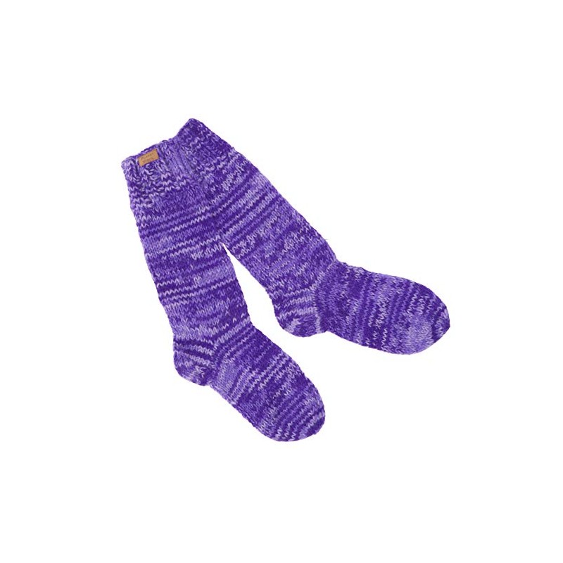 GURU SHOP Handgestrickte Schafwollsocken, Haussocken, Nepal Socken, Lila, Wolle, Size:M