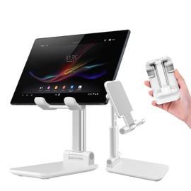 Soporte para Celular, Soporte para Teléfono Ajustable en Altura, Totalmente Plegable y Multiángulo para Escritorio, Soporte de Metal para Teléfono Móvil de Aluminio con Base Antideslizante, Se Adapta a Todos Los Teléfonos Inteligentes, Tabletas, iPads (P