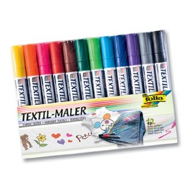 Folia Fabric Markers, 12 Pens (Pack of 12)