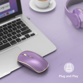 JOYACCESS Wireless Mouse - 2.4G Portable & Ergonomic with 5 DPI Levels for Desktop, Notebook, PC & Laptop (Purple)