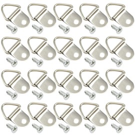 Hocansen 100Pcs Picture Hanger Hooks 22mm Small D Ring Single Hole Picture Hangers Triangular Ring Picture Frame Hooks for Hanging Artwork Home Decoration (Silver/XK-SJ)