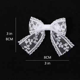 4Pcs White Lace Hair Clip Hair Bows Ribbon Design Hairpins Accessories for Wedding Birthday